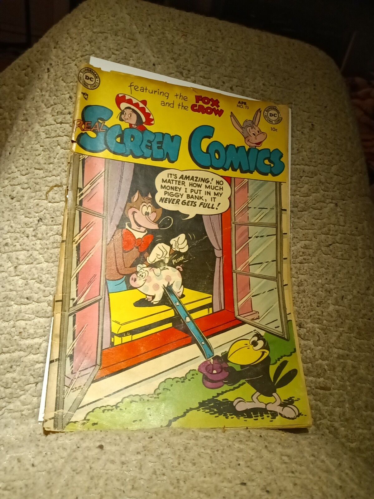 Real Screen #73 1954-DC Comic-Piggy bank cv-Fox Crow-Flippity & Flop Golden Age 