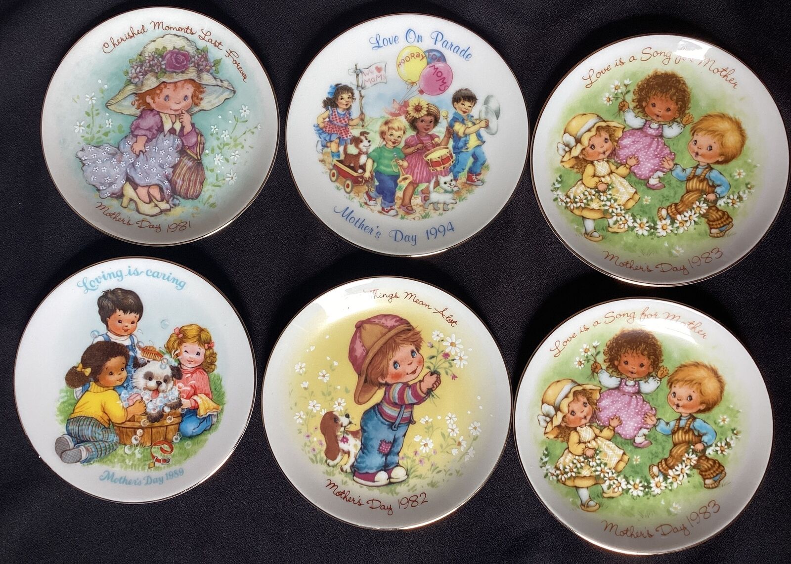 Lot Of 6 Vintage Avon Mothers Day Collectible Plates 5” Plates 80-90s
