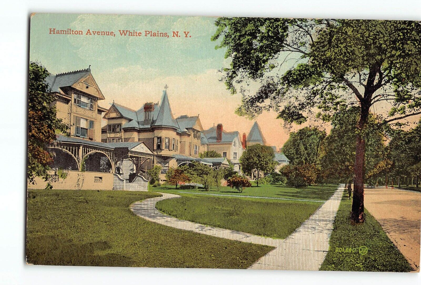 Old Vintage Postcard Hamilton Avenue White Plains NY