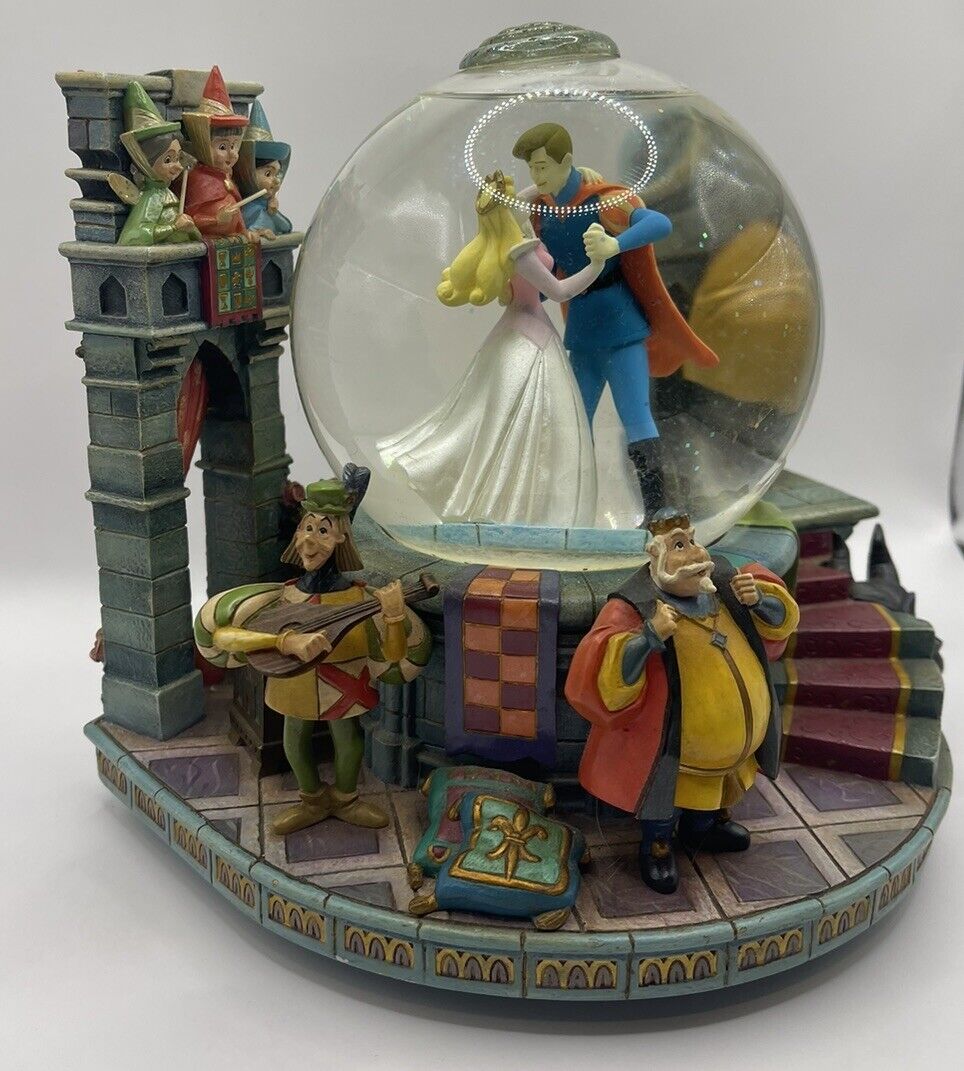 Disney Sleeping Beauty Maleficent Once Upon A Dream Musical Light up Snow Globe 
