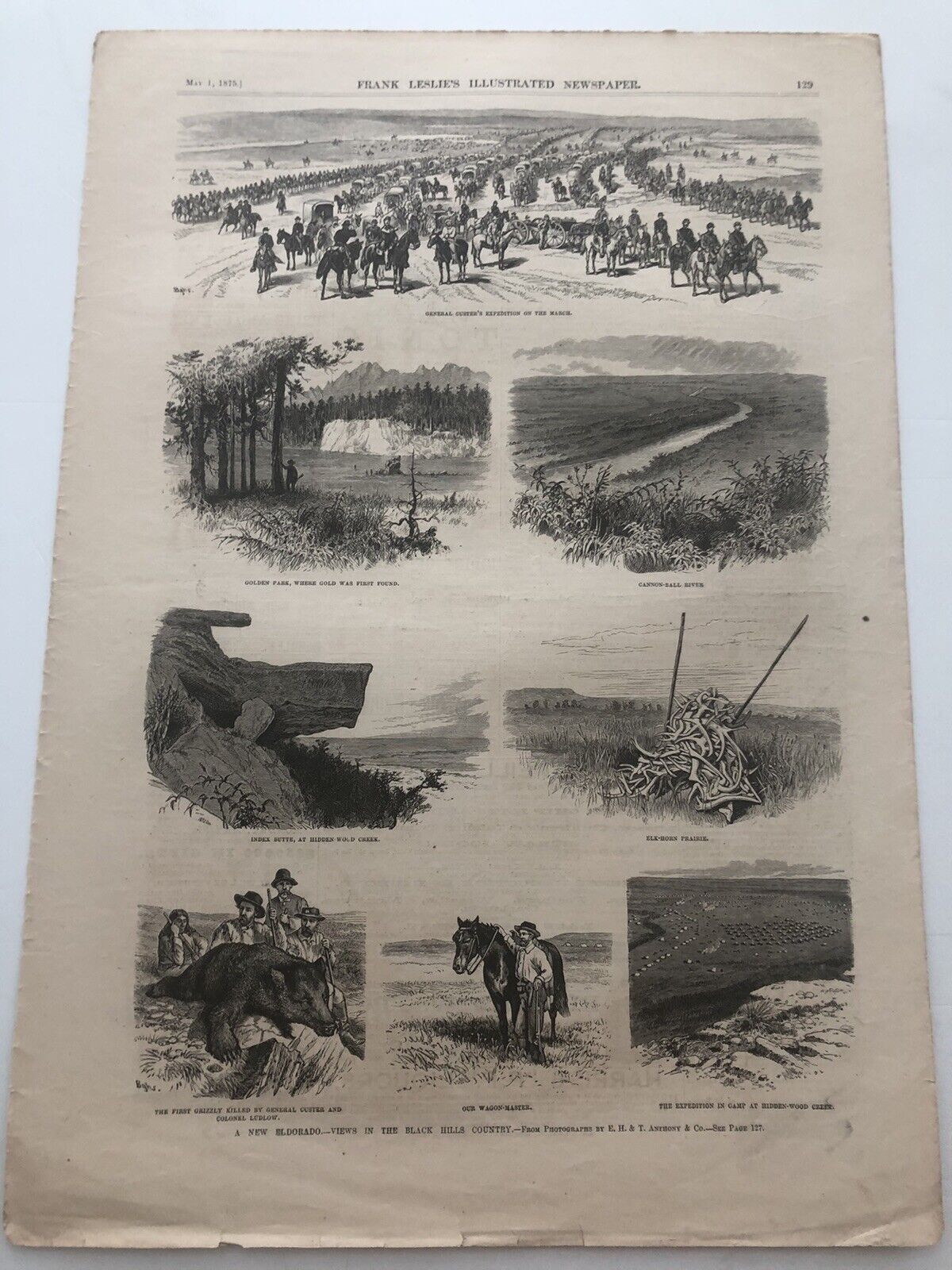 1875 Leslies Antique Print Western Scenes in the Black Hills Country #91621