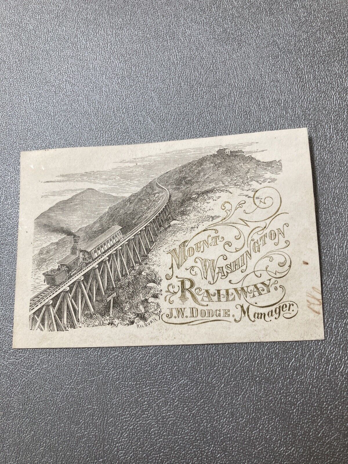 19th C Mount Washington, NH Cog Railway Card Published By Kilburn