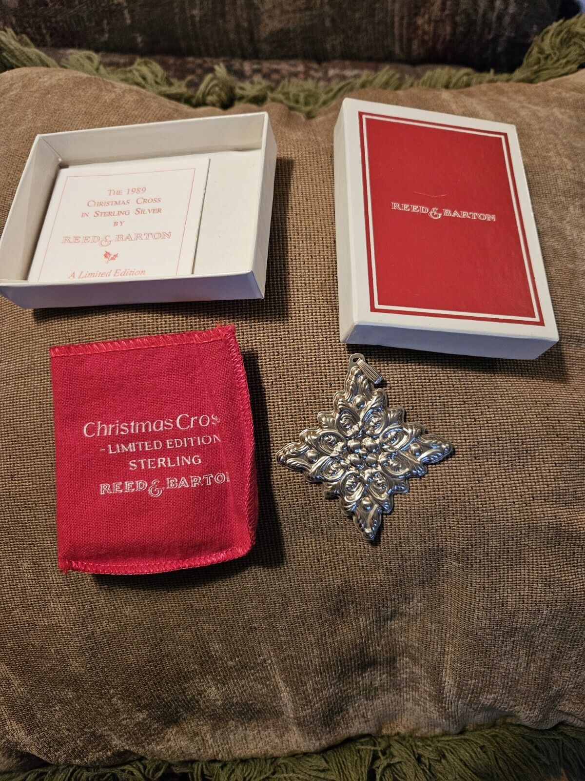 Reed & Barton Annual Sterling Christmas Cross Ornament 1989 19th Edition Box