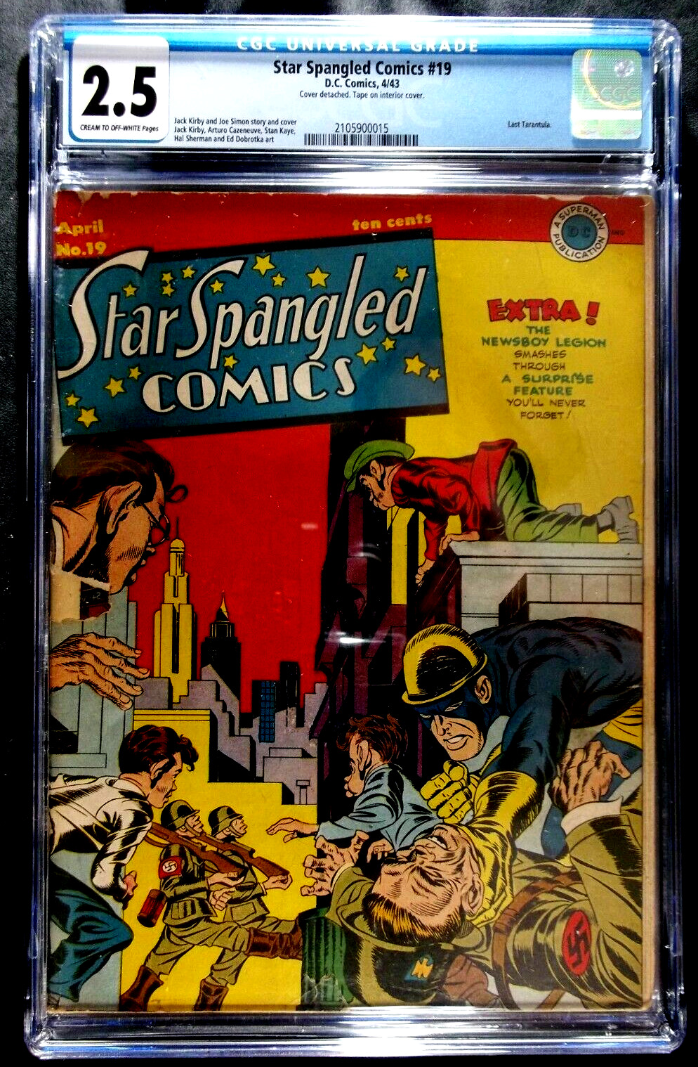 Star Spangled Comics #19 CGC 2.5 Early Jack Kirby WWII Cover Art 1943 Scarce