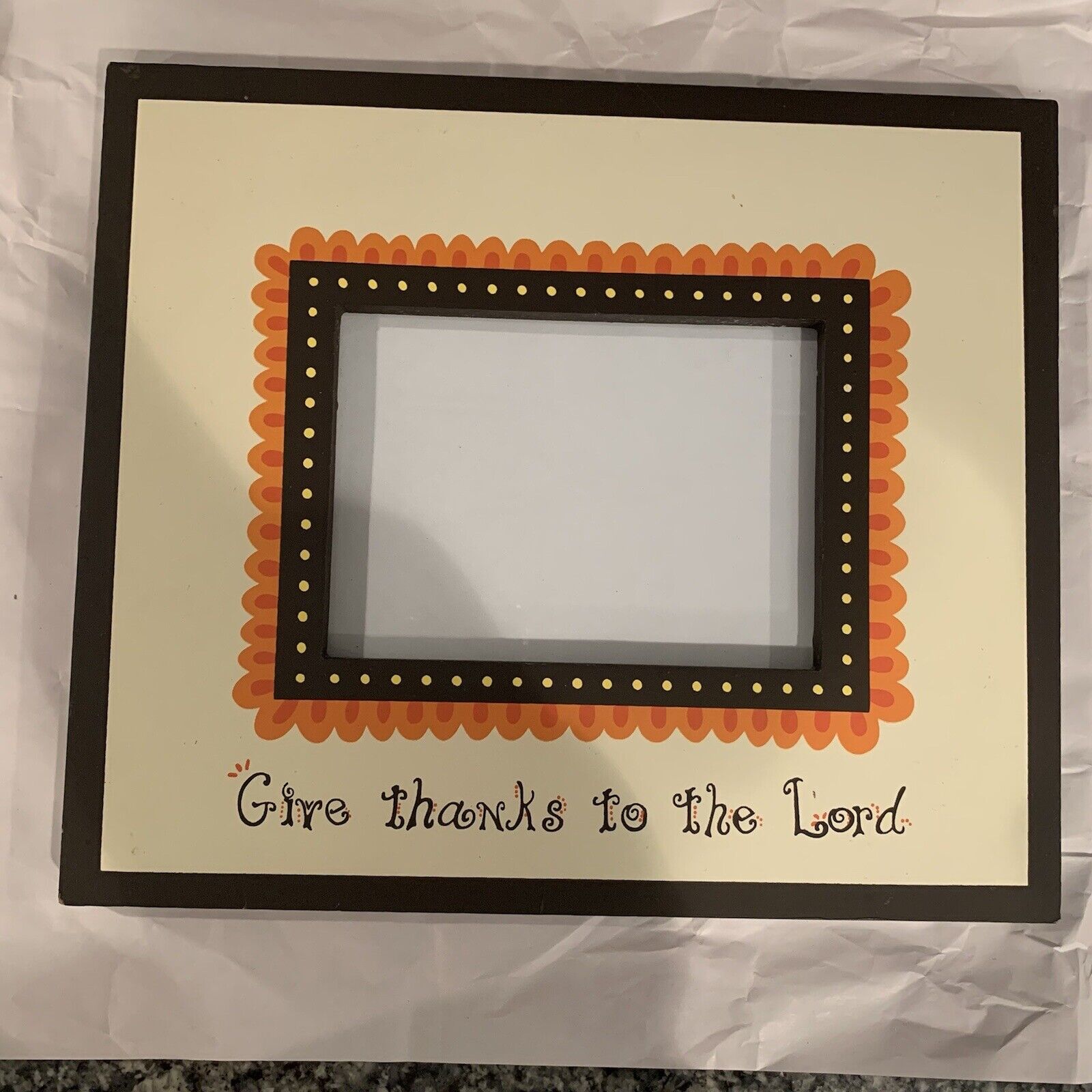 GLORY HAUS “Give Thanks To The Lord” Frame Brown Tan Orange 10”x12’