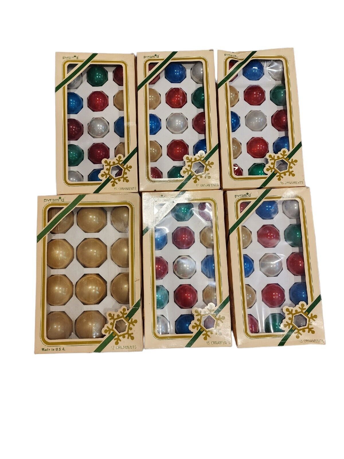 Vintage Lot- 87 Pyramid Glass Ball Christmas Ornaments Multi-Colored Transparent