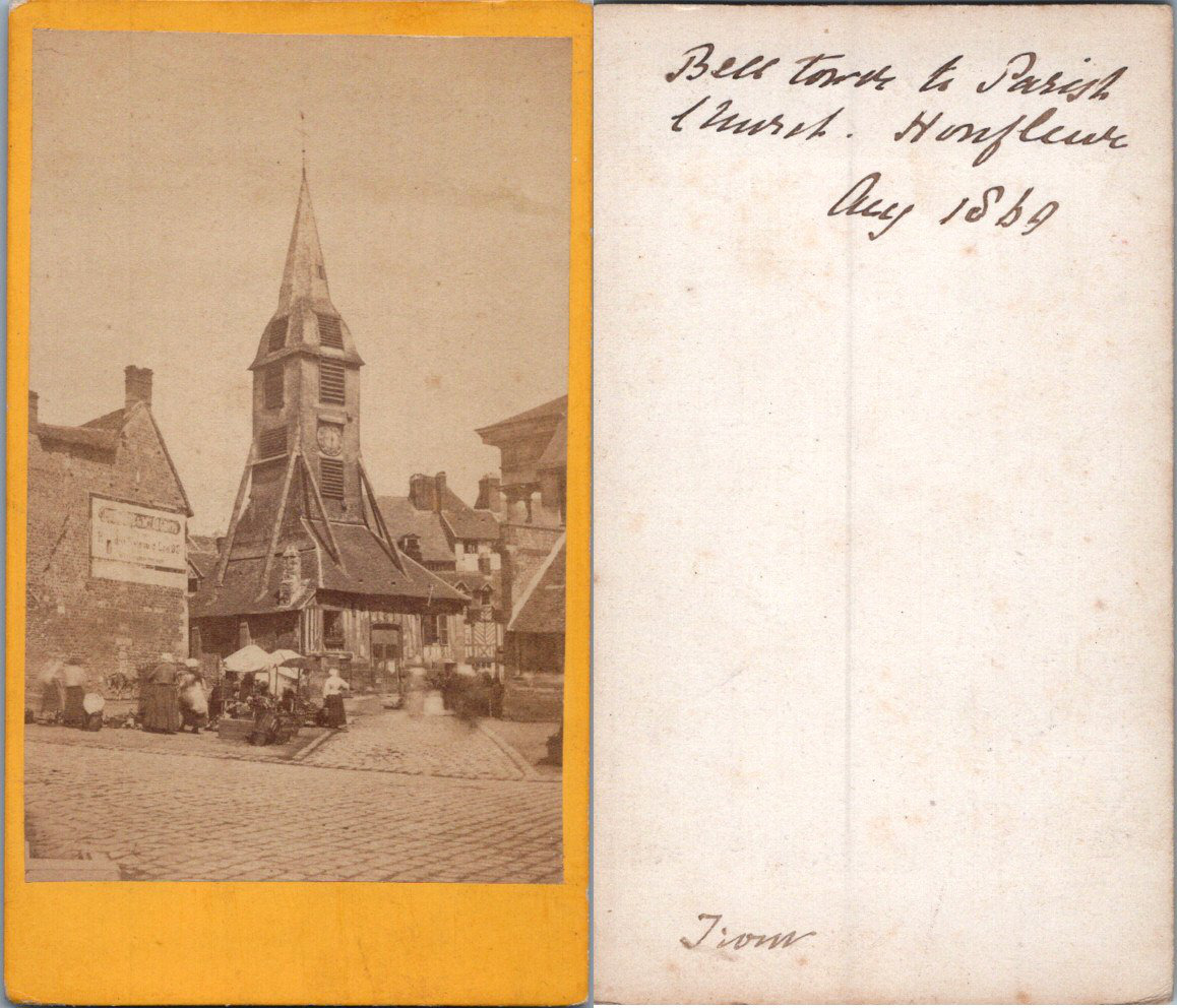 France, Honfleur, Bell Tower of the Church of Sainte Catherine, 1869 Vintage CDV al
