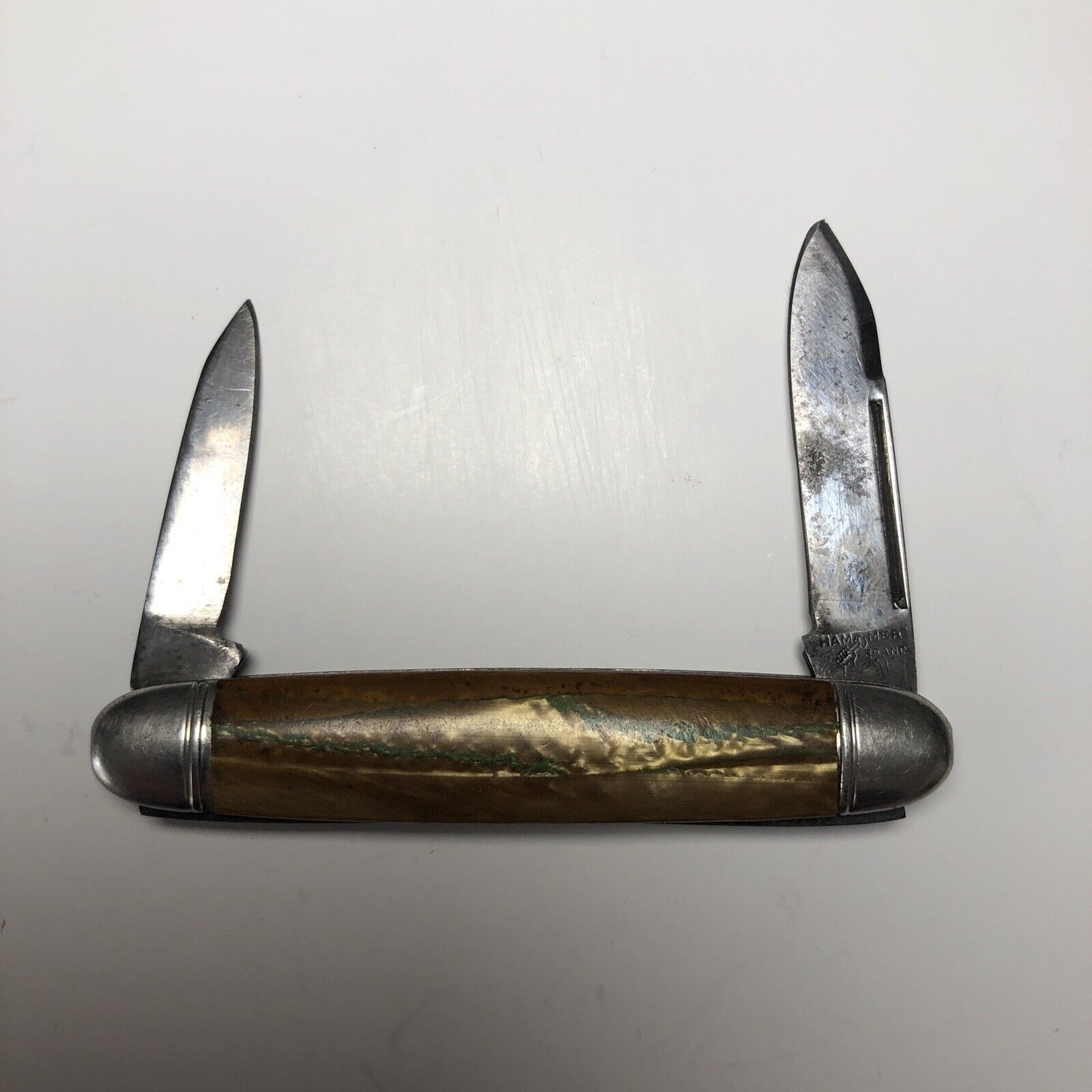 Vintage Hammer Brand Pocket Knife 2-Blade Drop Point 1-5/8” Unique Finish - 508