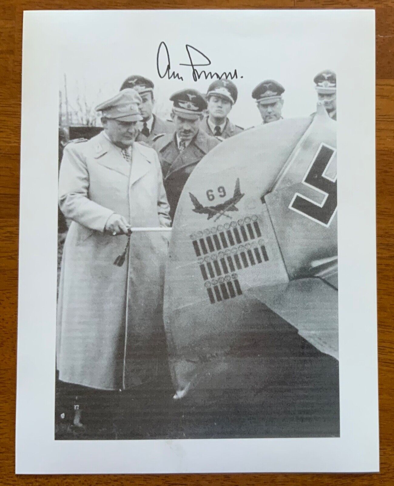 WWII German Luftwaffe General Adolf Galland Flying Ace Signed Photo