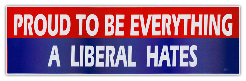 Bumper Sticker Decal - Proud To Be Everything A Liberal Hates - Republican Party