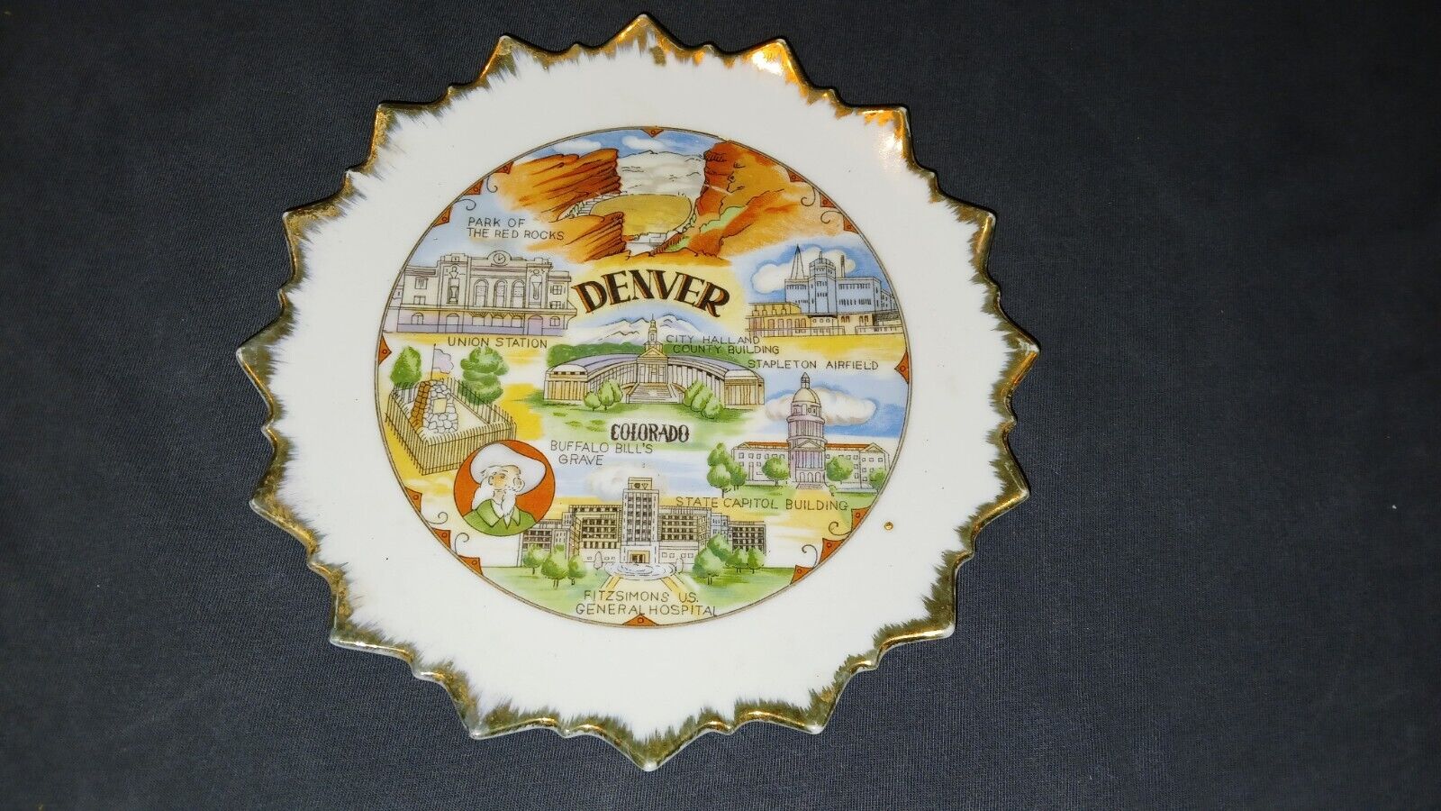 Denver, Colorado glass souvenir plate.