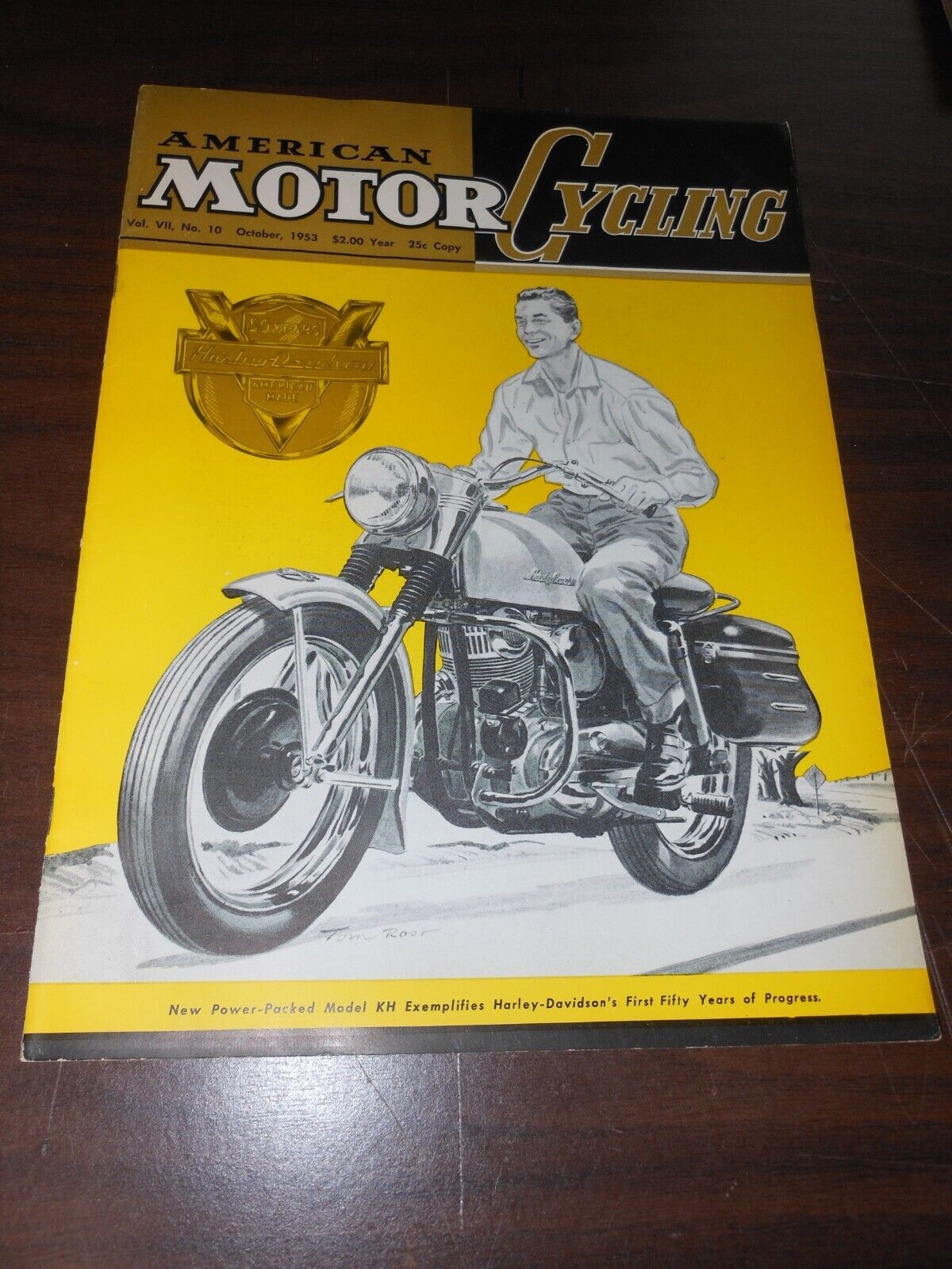 HARLEY DAVIDSON 50TH ANNIVERSARY AMERICAN MOTORCYCLING MAGAZINE 1953.