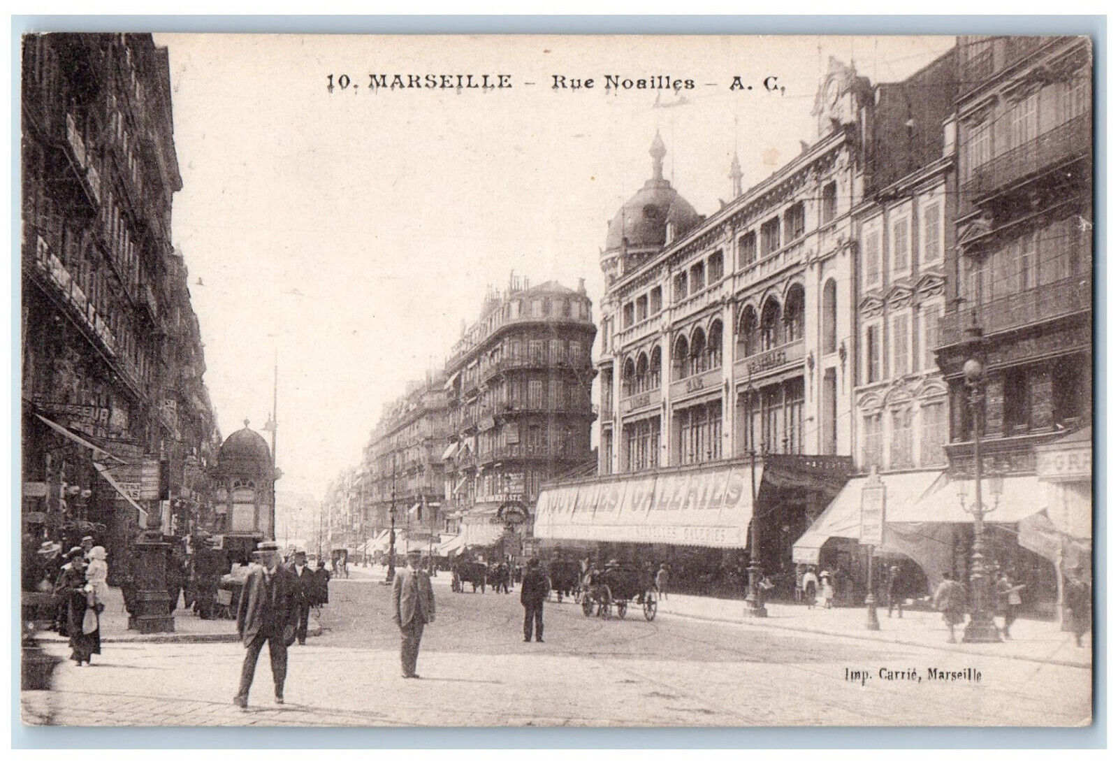 Marseille Bouches-du-Rhône France Postcard Rue Noailles A.C. c1910 Antique