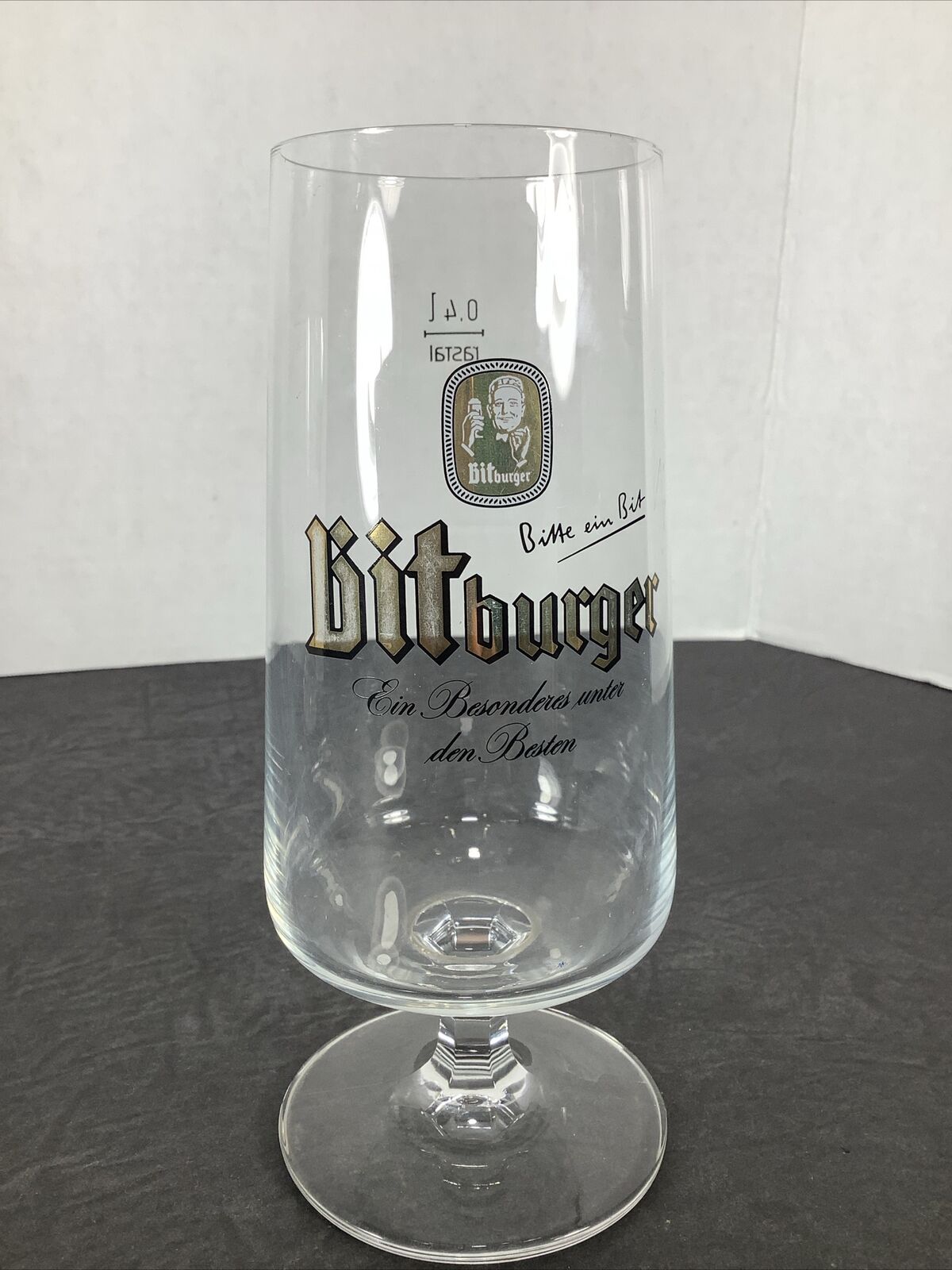 Bitburger ~Pilsner German Beer Glass 0.4L Rastal Stemmed 7”Tall