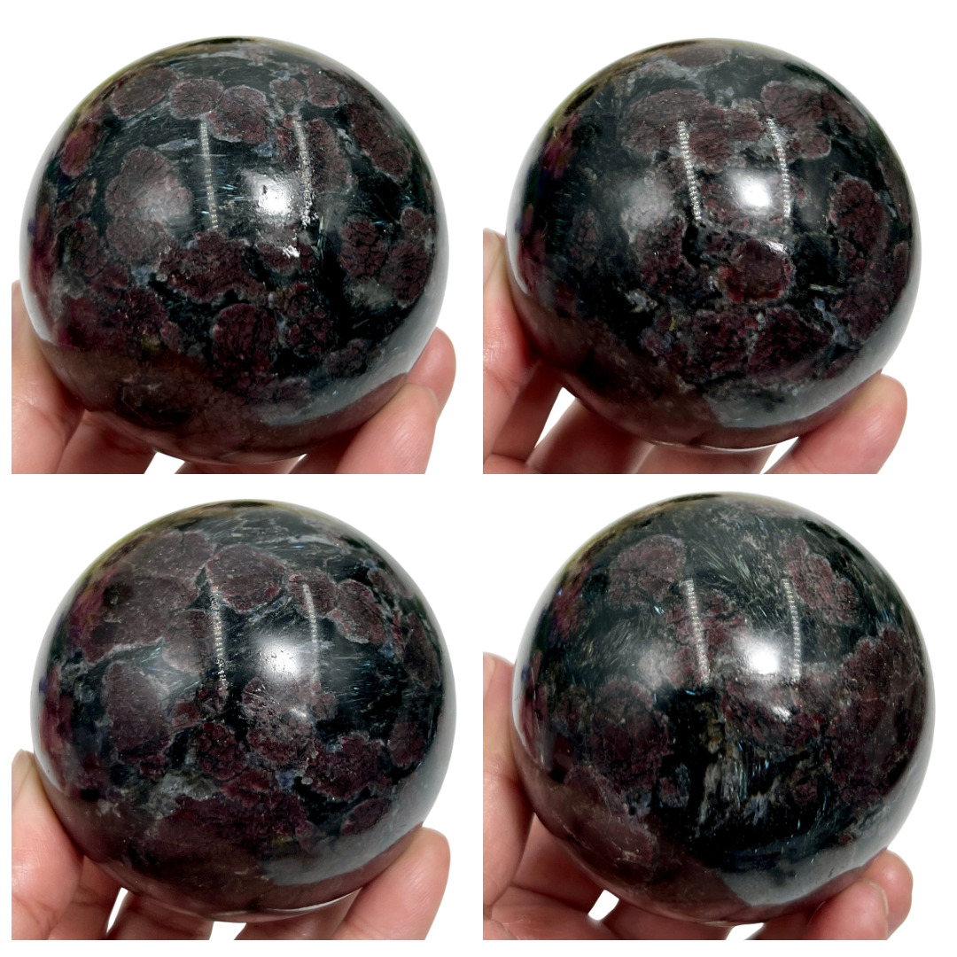 Garnet in Arfvedsonite Sphere Healing Crystal Ball 742g 76mm
