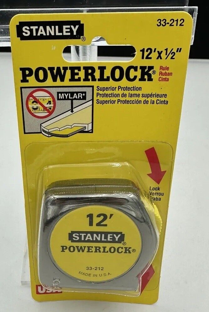 Vintage Stanley Tape Measure Rule 33-312 Power Lock 12\'  x  1/2\