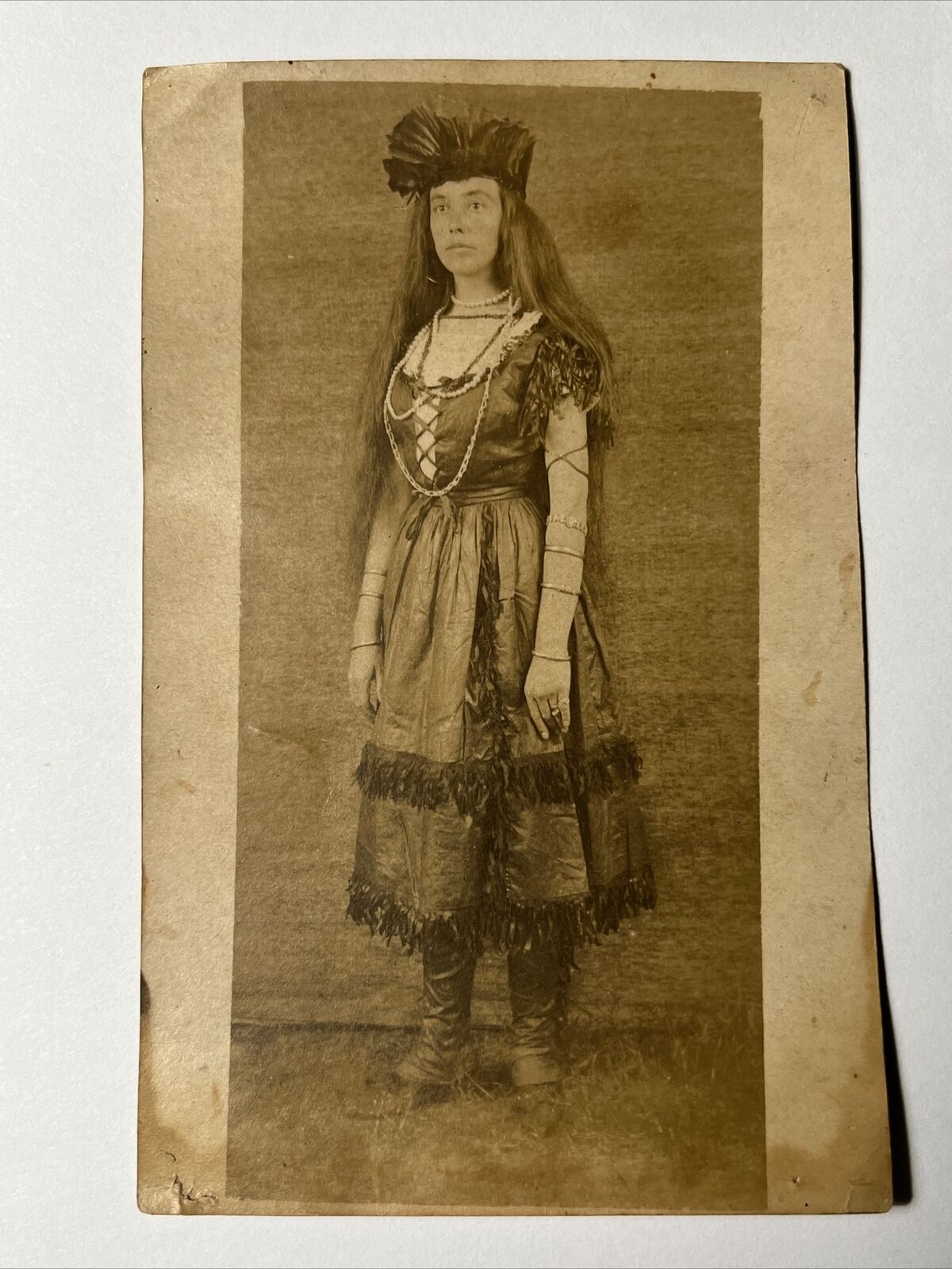 1900 Woman COSTUME Dancer Gypsy Romany Very LONG HAIR RPPC Real Photo Postcard