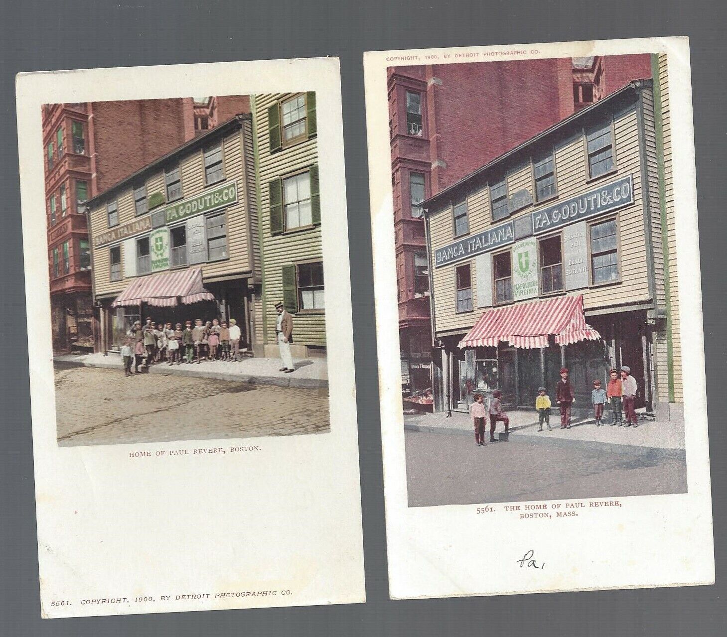 2 Boston Mass Home of Paul Revere postcards Copyright 1900 Detroit Photographic