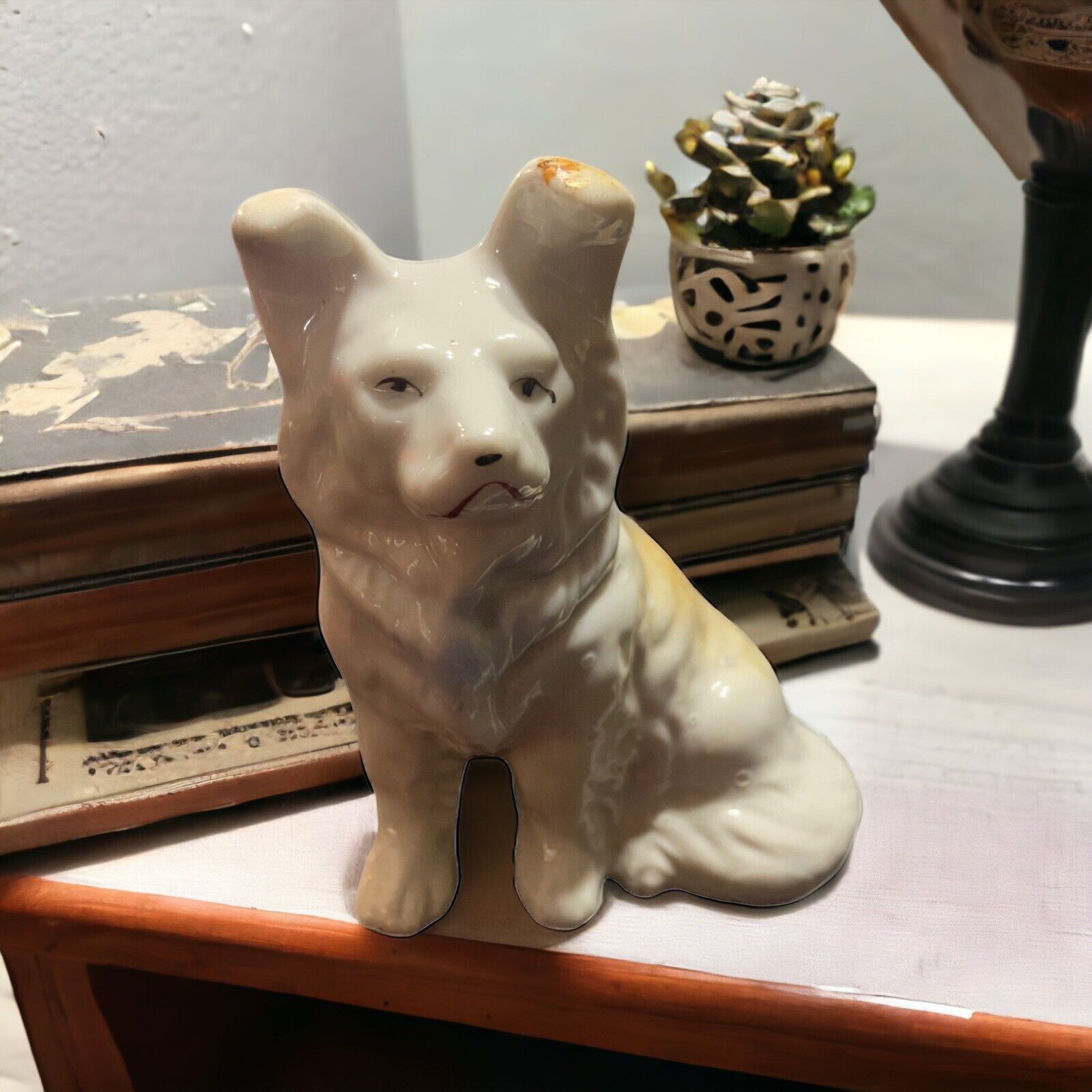 Collectible White Dog Porcelain/ Ceramic
