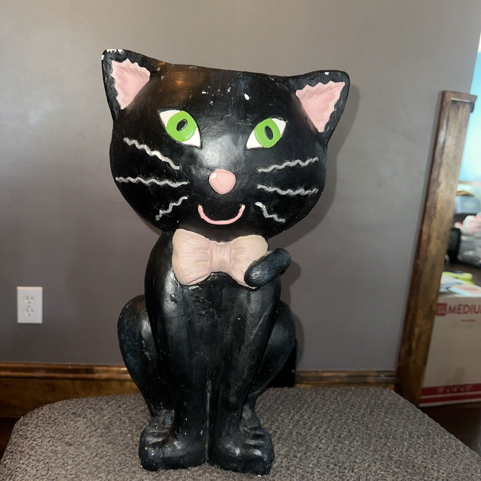 Rare Target 2003 Halloween Black cat candy bowl stands 18 1/2”tall x 11”wide