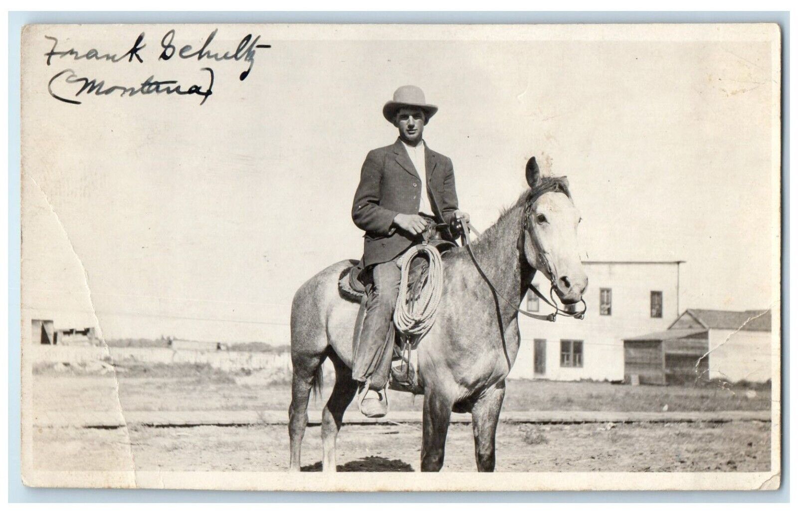 c1910's Frank Schultz Horse Riding Montana MT RPPC Photo Antique Postcard