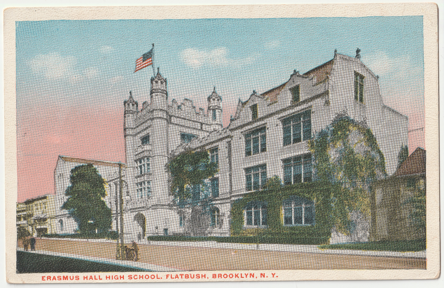 c1915~ Brooklyn New York NYC ~Erasmus Hall High School~Flatbush~Antique Postcard