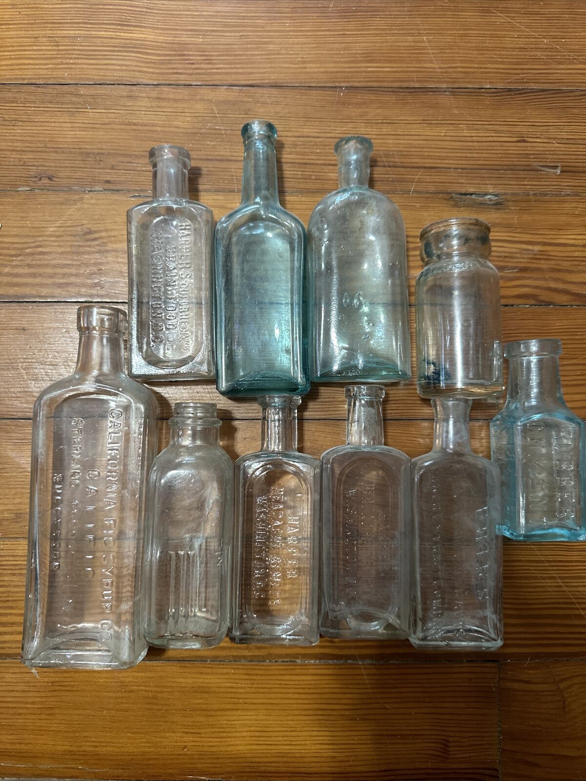10 Small Medicine Antique Bottles 1900s 1800s