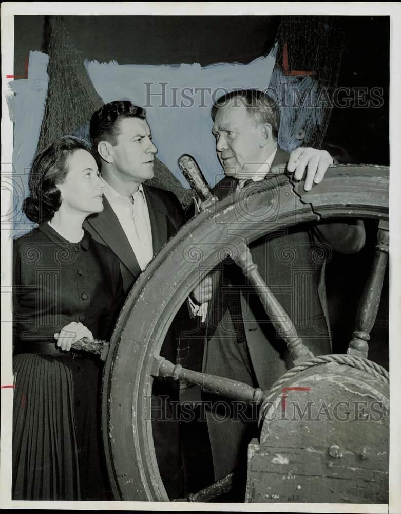 1955 Press Photo Teresa Wright, Robert Preston, Thomas Mitchell in \
