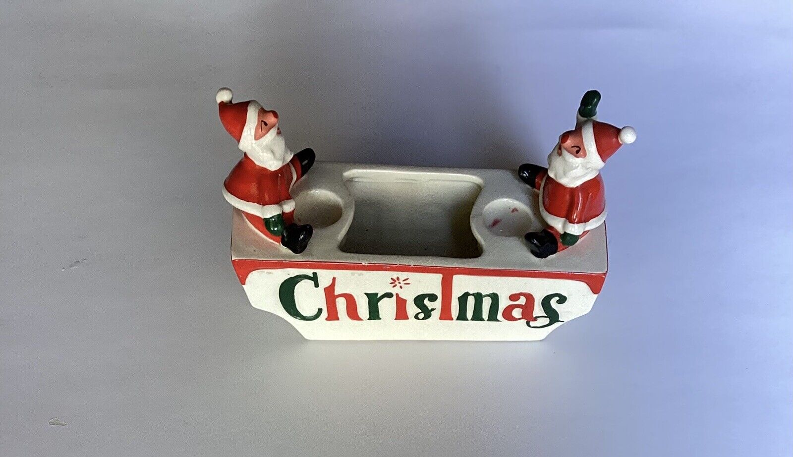Rare Vintage Holt Howard Greetings See Saw Santa Claus Candle Holder And Planter