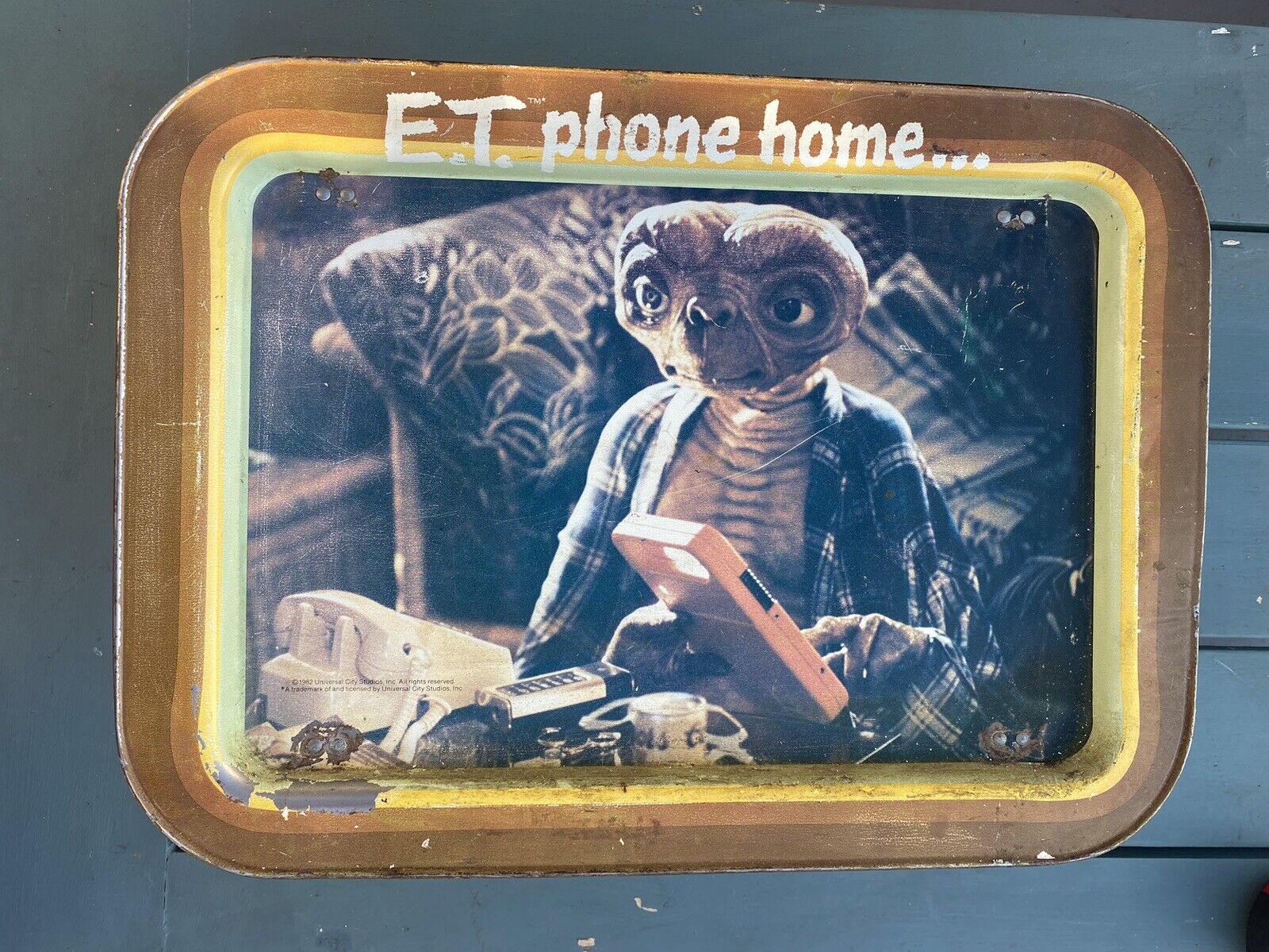 Rare Vintage 1982 E.T. Phone Home Movie Scene Foldable Metal TV Dinner Tray