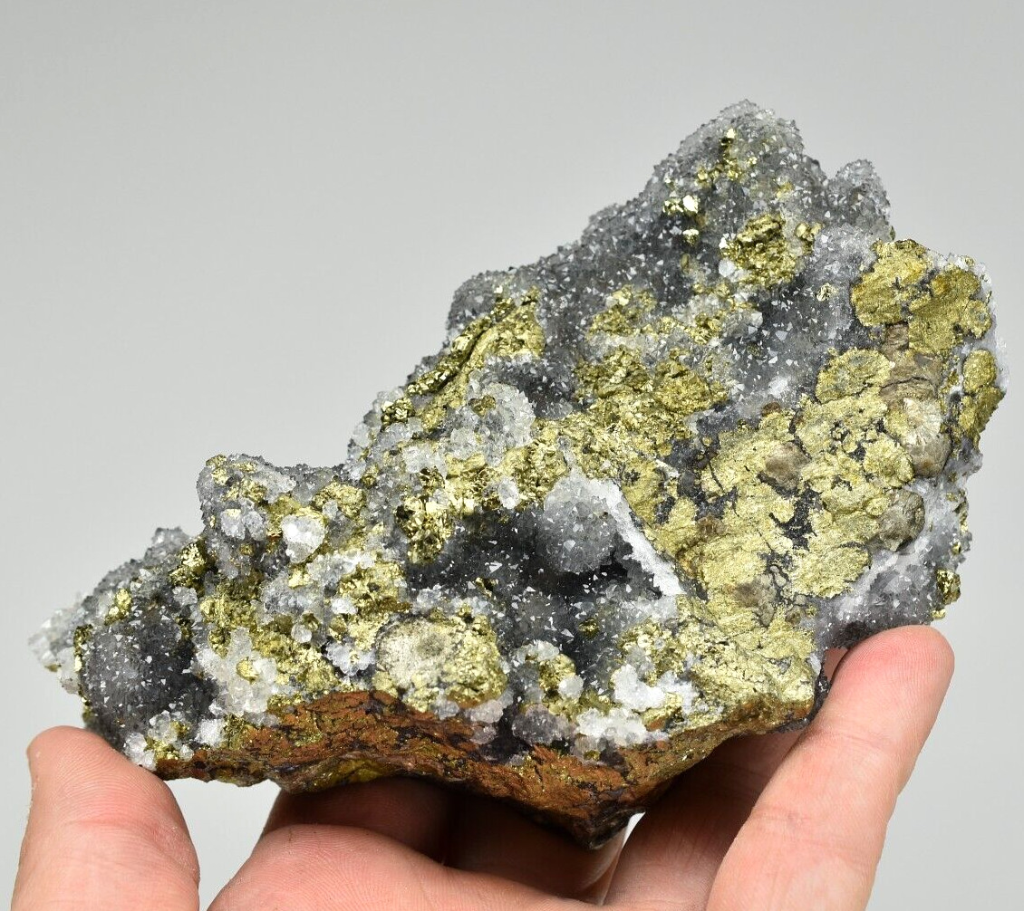 Pyrite on Quartz - Casteel Mine, Iron Co., Missouri