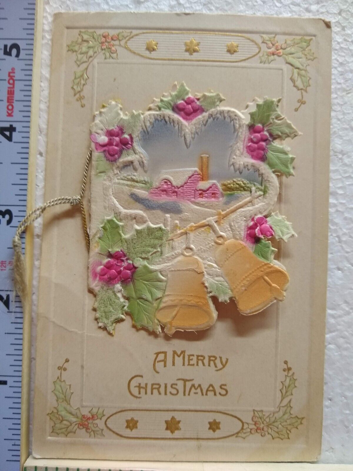 Postcard Holiday/Winter Scene Art Print Greeting Card A Merry Christmas