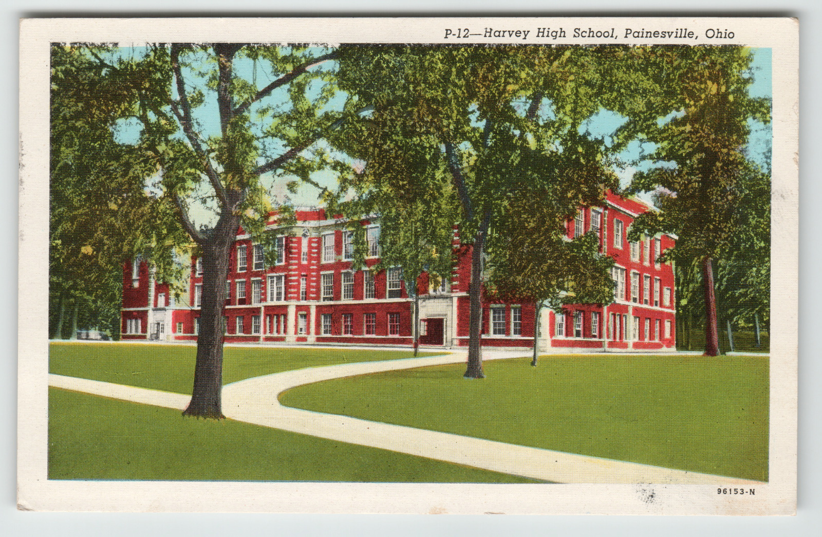 Postcard Vintage Harvey High School Painesville, OH
