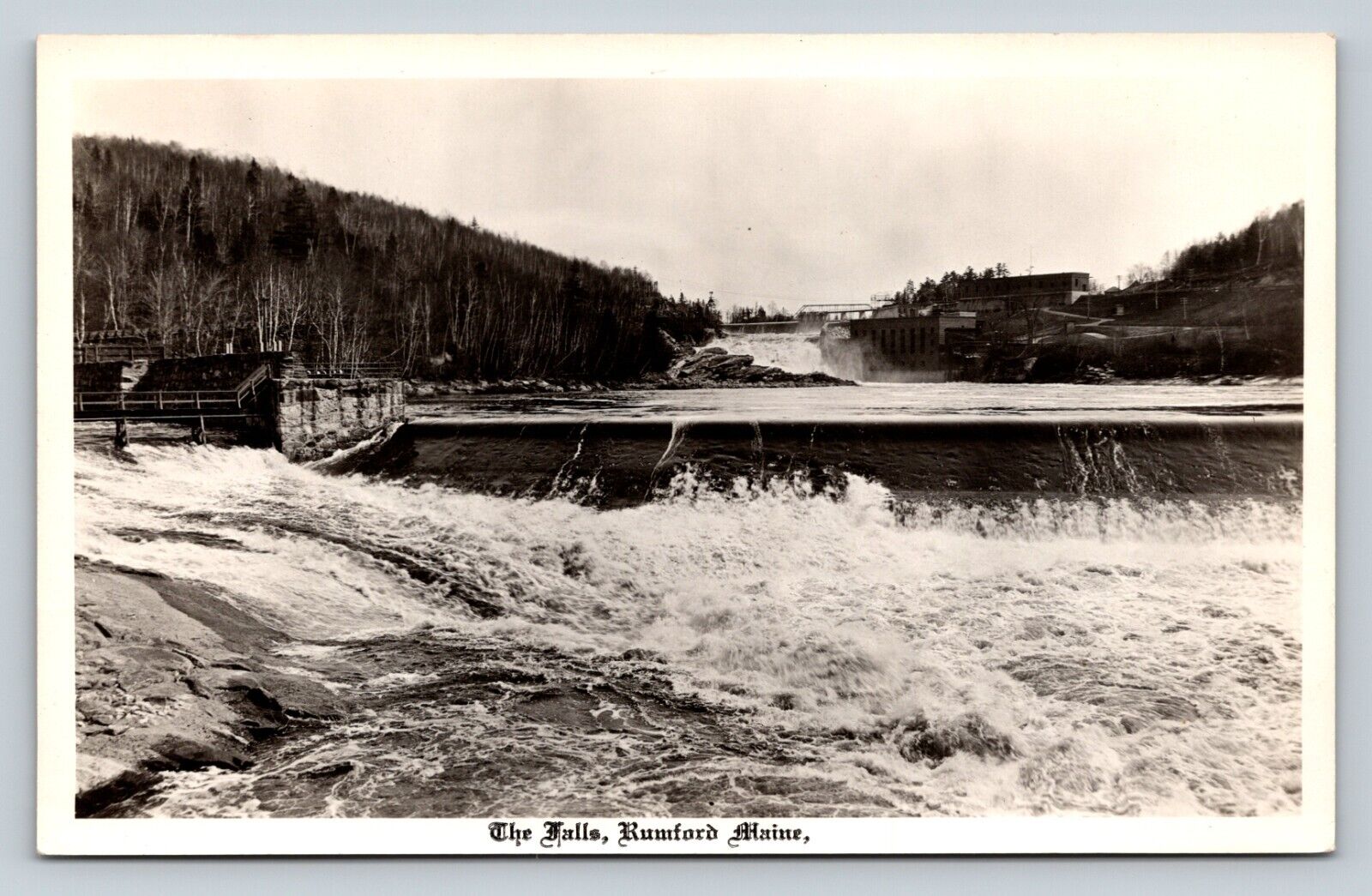 RPPC The Falls RUMFORD Maine ME Crashing Water VINTAGE Postcard AZO 1925-1940s