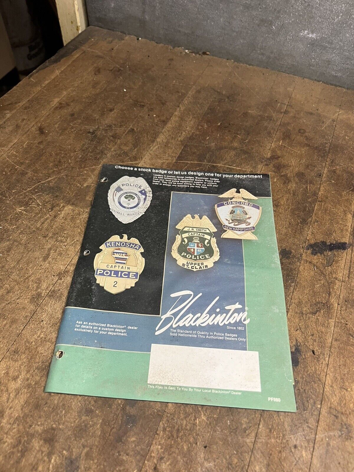Vintage Old Obsolete Blackinton Police Uniform Badge Paper Dealer Catalog USA