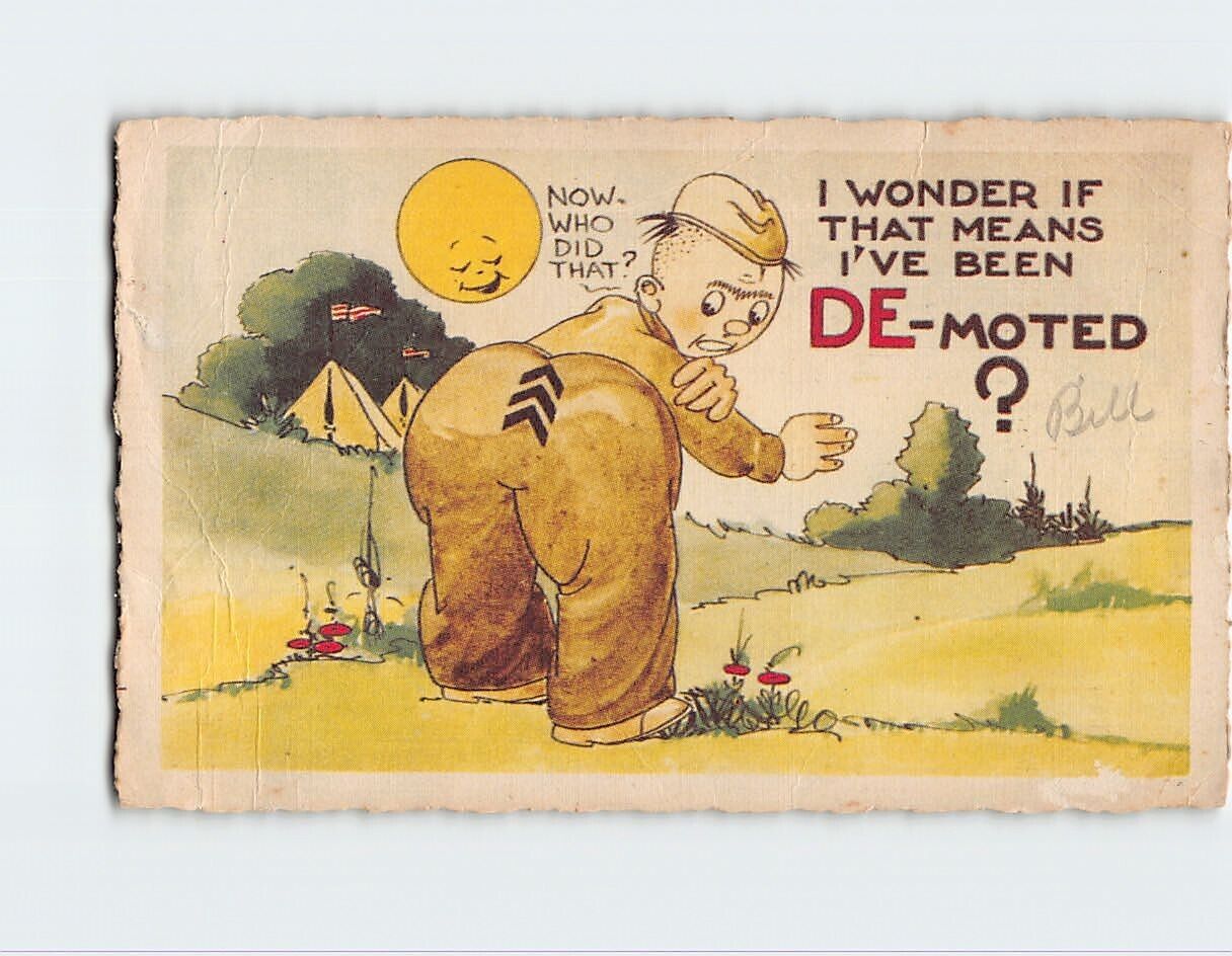 Postcard I Wonder If That Means I\'ve Been De-Moted? with Humor Comic Art Print