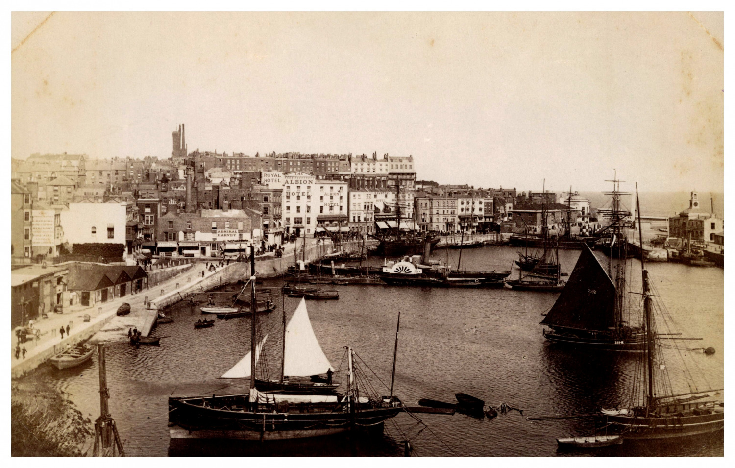 England, Ramsgate, Harbour From West Cliff Vintage Albumen Print Albumi Print