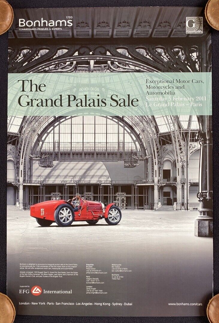 1931 Bugatti Type 51 Grand Prix 2011 Bonham's Grand Palais Auction Poster