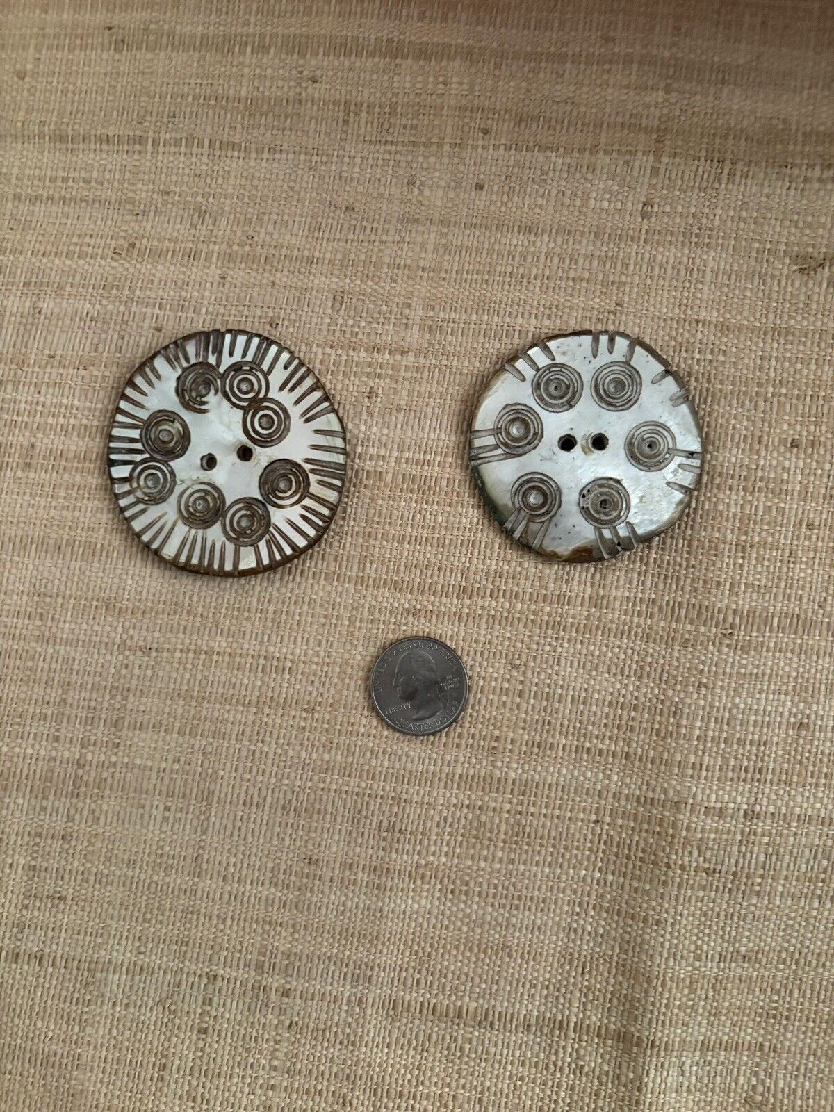 2 mother of pearl antique buttons from Pakistan