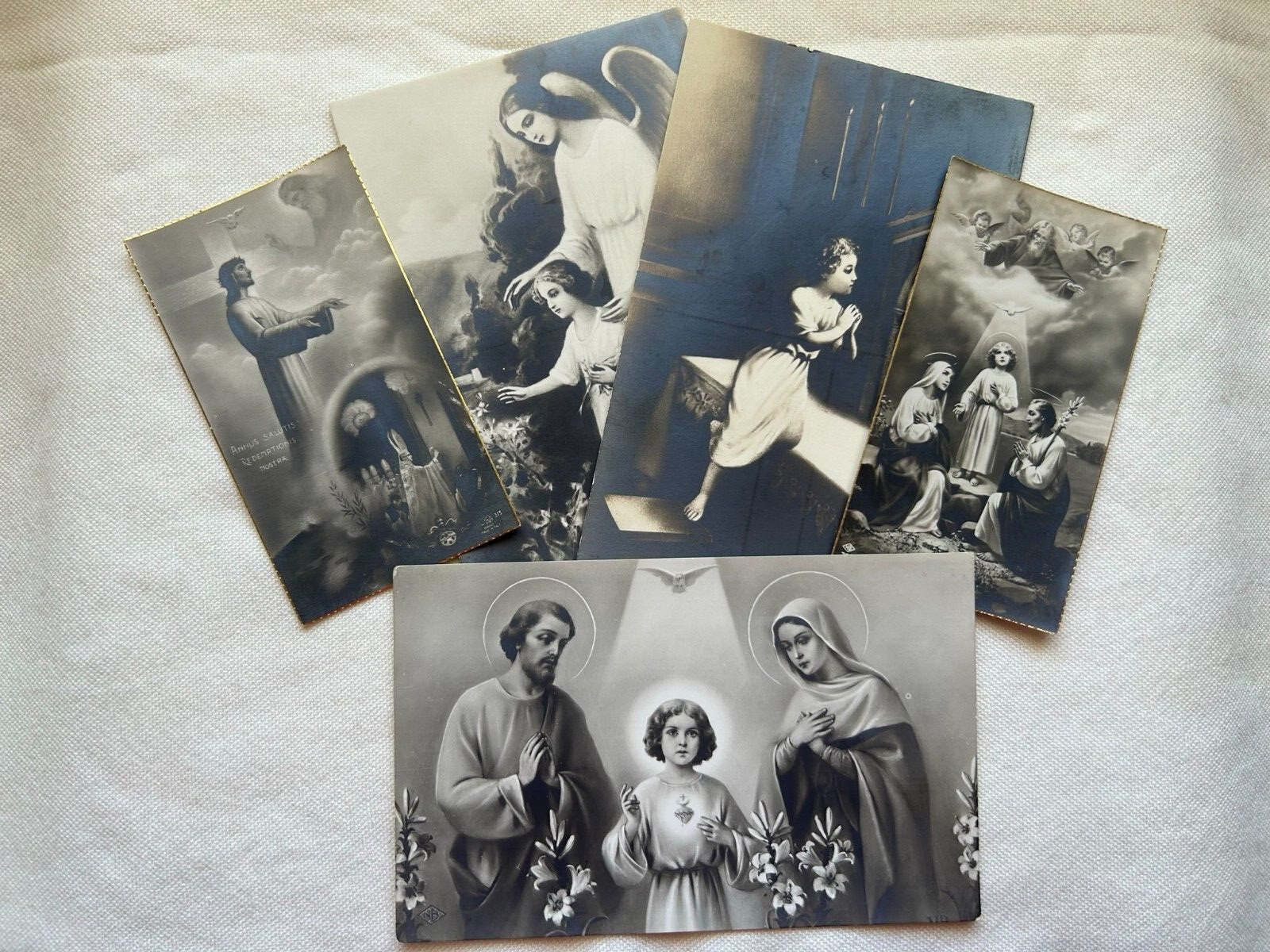 5 Exquisite Antique Vintage Sepia 1934 Religious Catholic Assortment HOLY CARDS