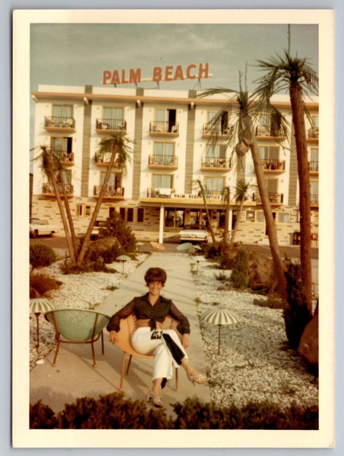 Palm Beach Florida Pretty Girl Vintage Snapshot Photo 1970