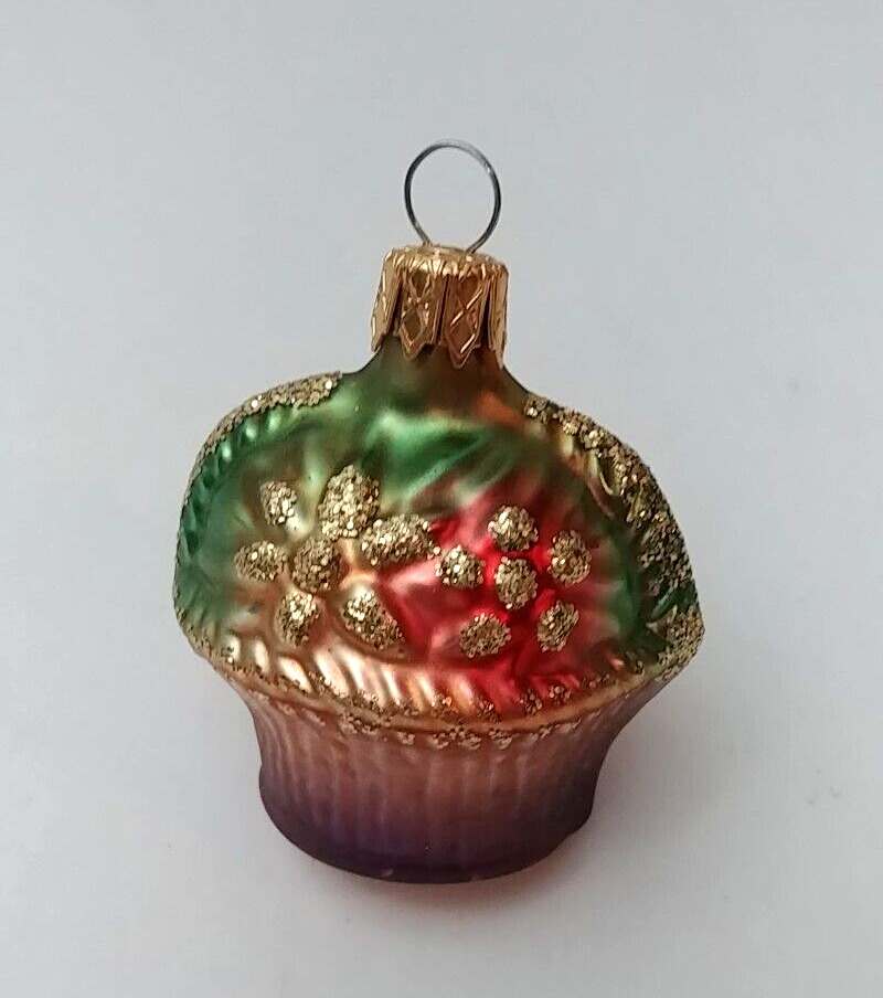 Vintage  Blown Glass Basket Ornament 