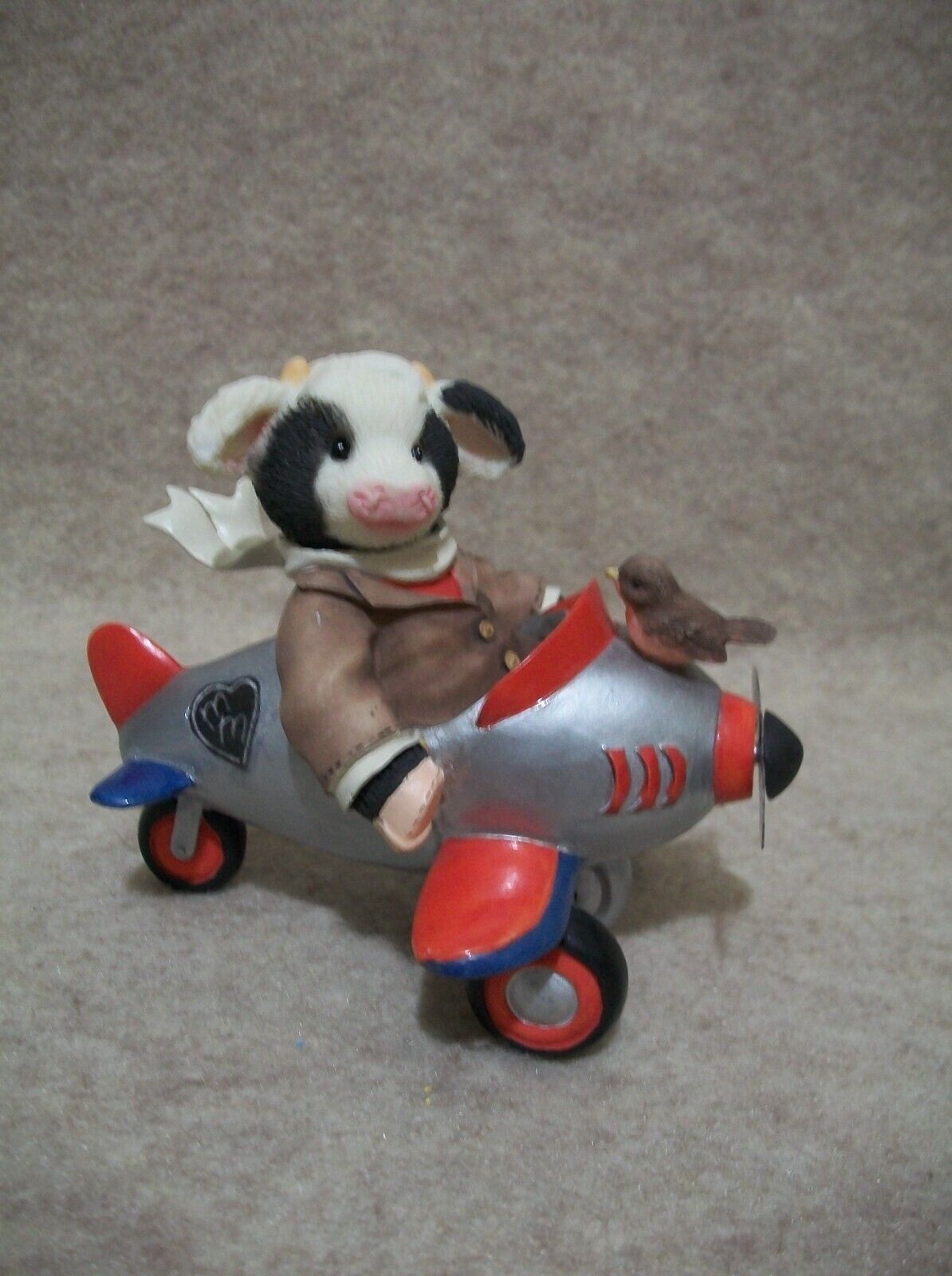 With You My Spirits Soar - Plane - Mary Moo Moo Cow Figurine