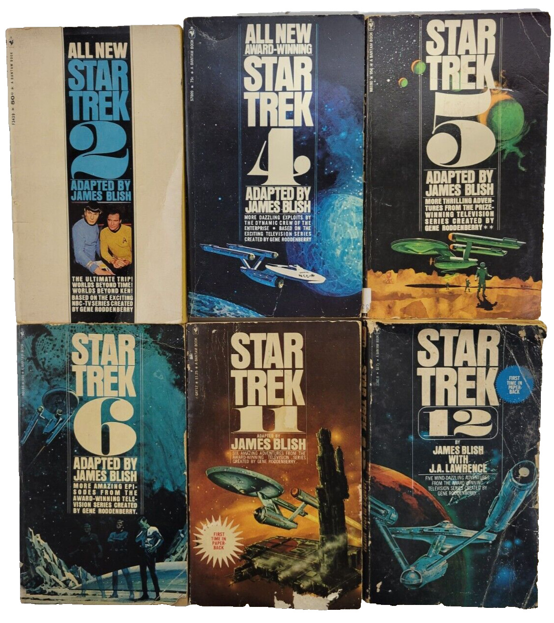 LOT OF 6 STAR TREK 2 4 5 6 11 12 Sci-fi Paperback Book Adapted by James Blish