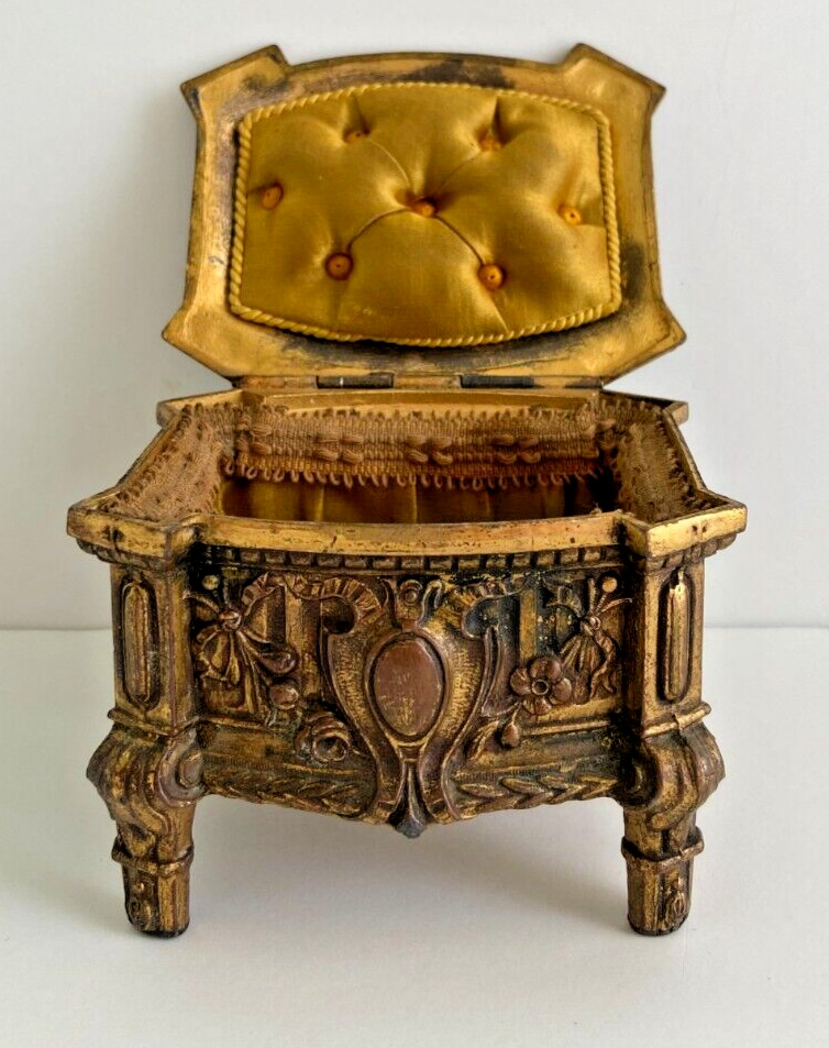 French Ormolu Trinket Antique Box 19th c. French Victorian Bronze Jewelry