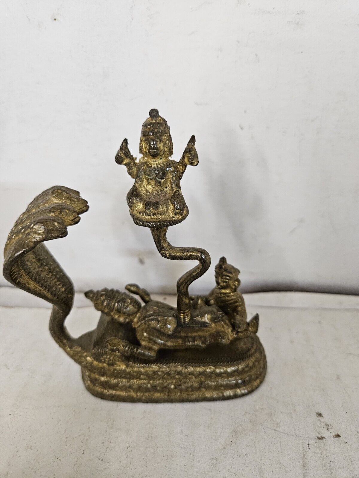 Brass 4 inch Lord Laxmi vishnu/Narayan  Statue Hindu God Usa Seller Fast Ship