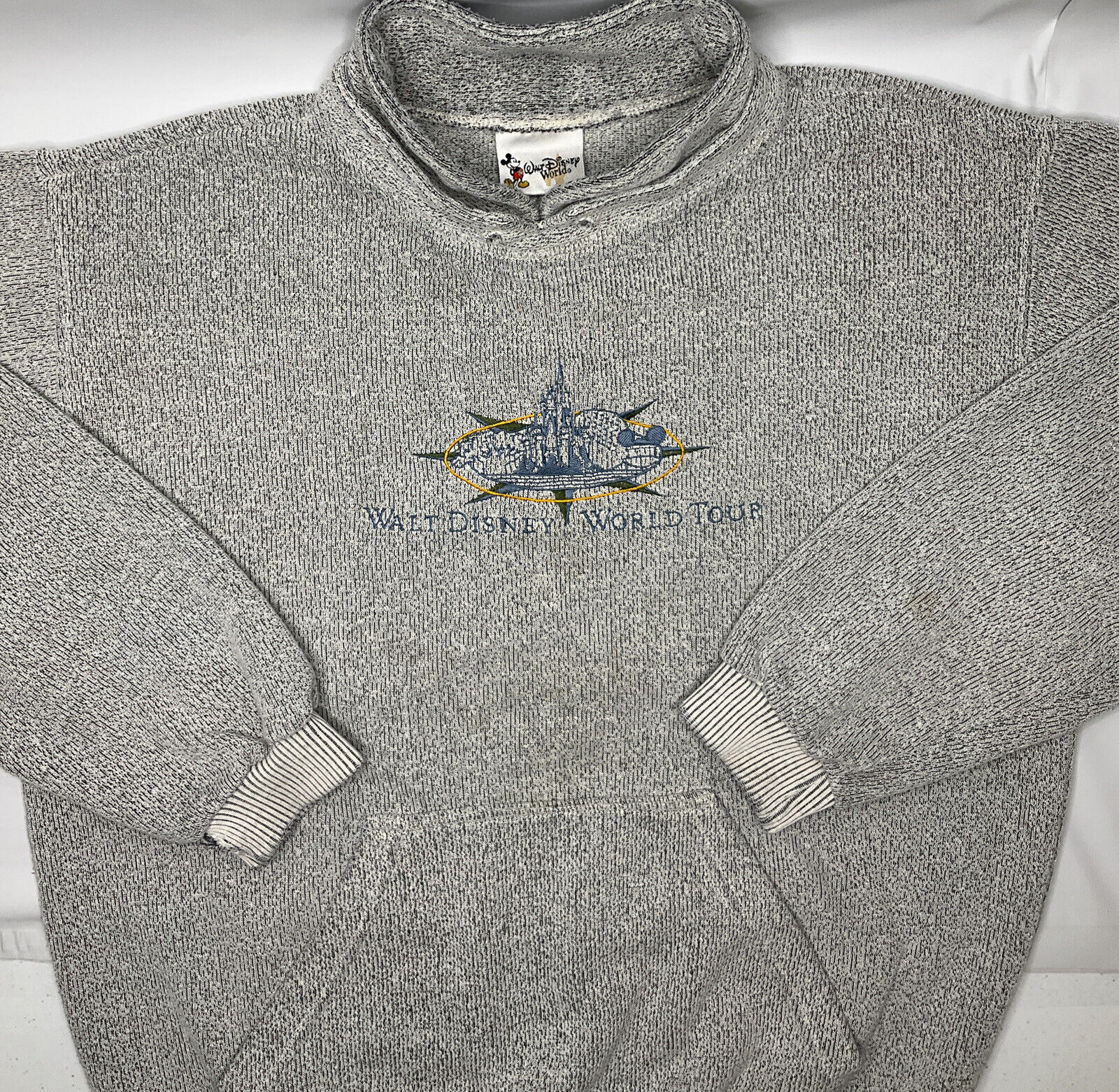 Vintage Walt Disney World Tour Sweatshirt Embroidered Pullover 90s Retro L RARE 