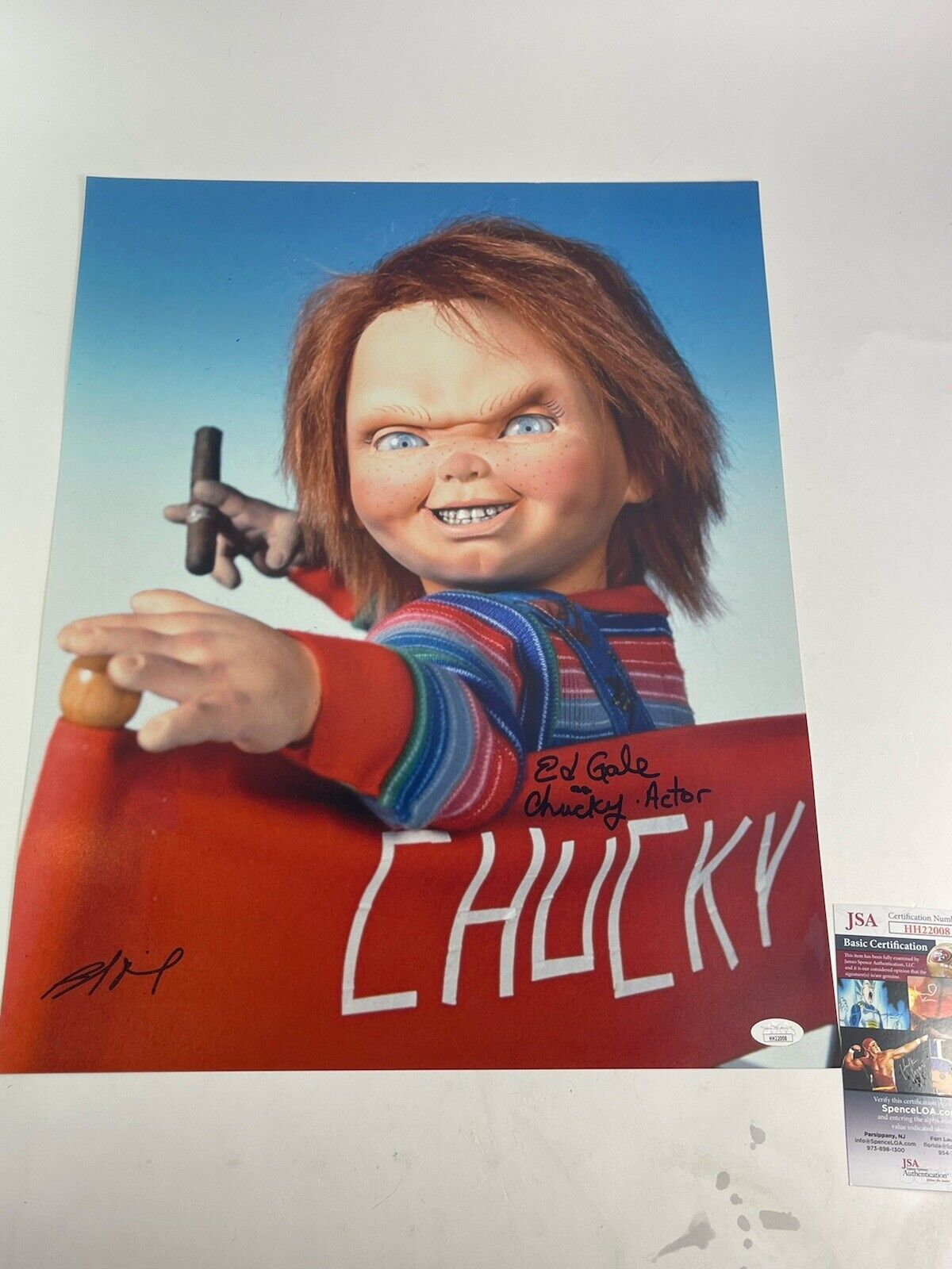 Brad Dourif & Ed Gale Child’s Play Dual Hand Signed 16x20 Color Photo  JSA
