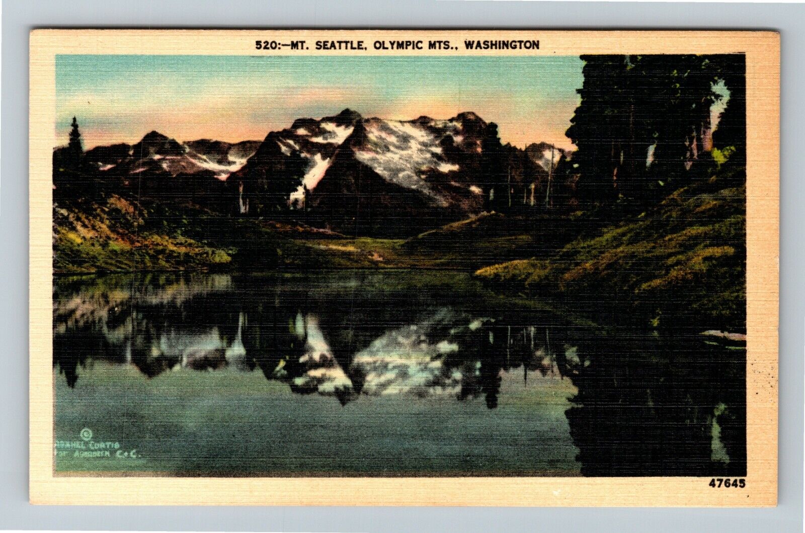 WA-Washington, Mt. Seattle, Olympic Mountains Vintage Souvenir Postcard