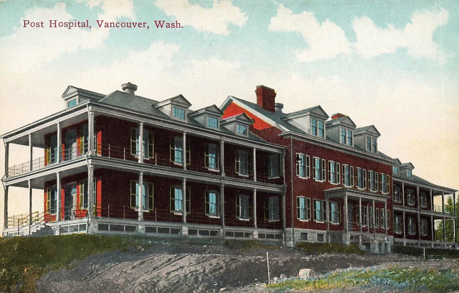 WASHINGTON POSTCARD: VIEW OF POST HOSPITAL, VANCOUVER, WA